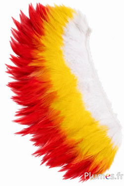 Federkragen Hahn - Federlänge 10-15 cm - weiß-gelb-rot
